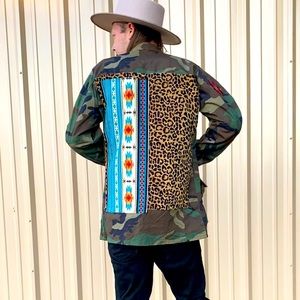 Custom Vintage Army Camo Festival Jacket Coat